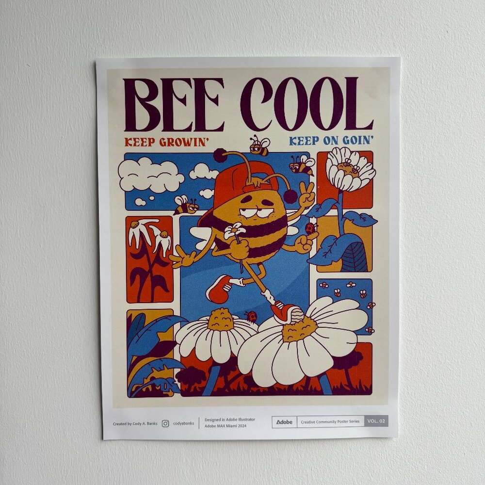 Bee Cool - Adobe Creative Community Poster Series - Wall Art - Adobe Max 2024